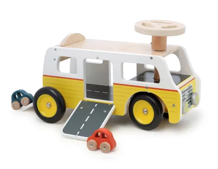 Furgoneta de Madera para Transporte y Garaje  con Rampas y Coches