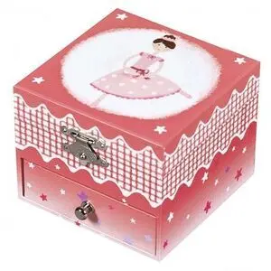 Caja de Música Cuadrada Fucsia Bailarina que Brilla