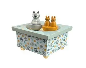 Caja de Música con Mapache y Ratón Bailando
