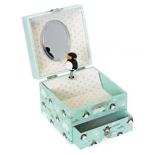 Caja de Música Brillante en la Oscuridad Pingüino