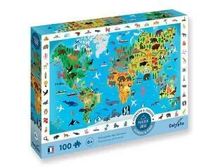 Puzzle Mapamundi Animales 100 Piezas