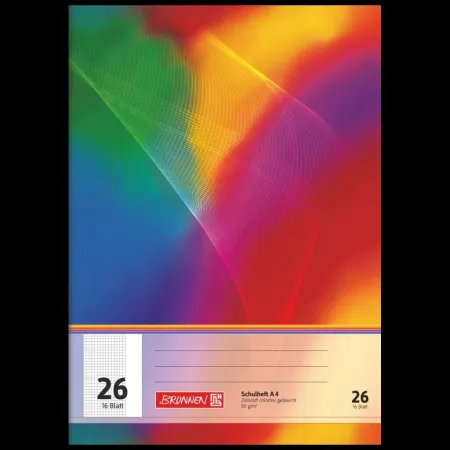 Schulheft A4, Lineatur 26, 16 Blatt, Mehrfarbig
