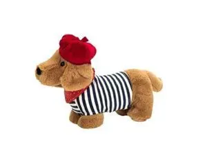 Peluche Perro Salchicha Boina Rayas 26 cm