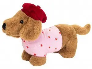 Peluche Perro Salchicha Boina Corazones 29 cm