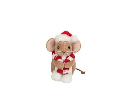 Ratón Navideño con Bufanda, 11 cm