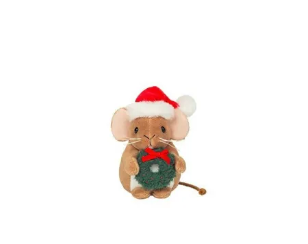 Ratón Navideño con Corona de 11 cm