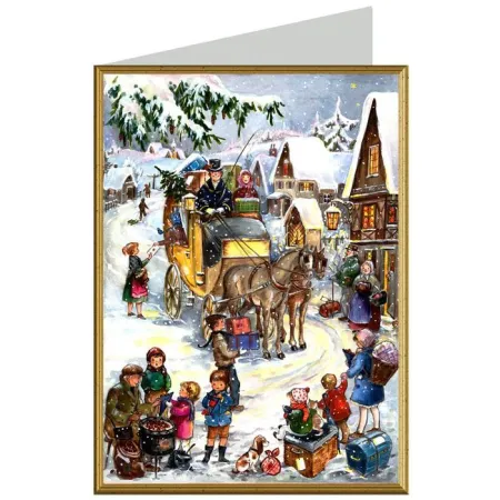 Postal de Navidad Hurra Llega el Carruaje