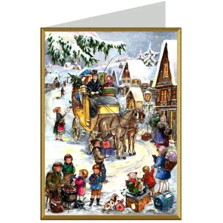 Postal de Navidad Carruaje en la Nieve