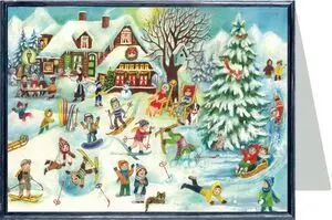 Postal de Nadal Esquiant