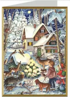 Postal de Navidad Invierno con los Animales