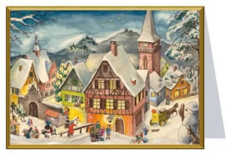 Tarjeta de Navidad Pueblo Nevado