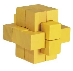 Iq-Test Puzzle de Madera Cruz de Bloques Amarilla