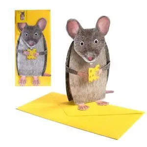 Postal 3D Ratón con Queso