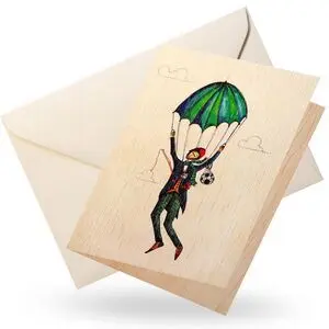 Postal de Madera - Paracaidista