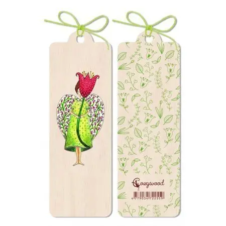 Punto de Libro Madera - Hada con Flor