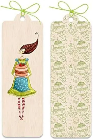 Punto de Libro Madera - Mujer con Pastel