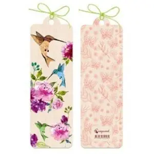 Punto de Libro Madera - Flores y Pajaros