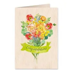 Postal de Madera - Ramo de Flores