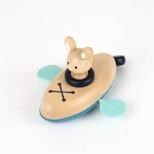 Barco a Cuerda Conejo  Juguete de Madera para Agua y Diversión