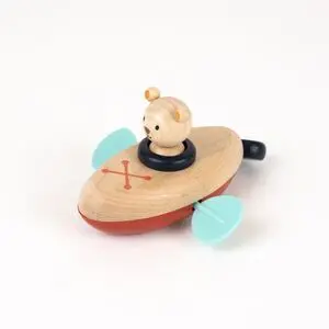 Barco a Cuerda Oso  Juguete de Madera para Agua y Diversión