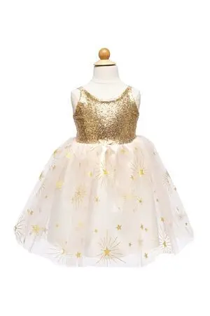 Disfraz Vestido Dorado de Fiesta Glamuroso T. 5-6 Años