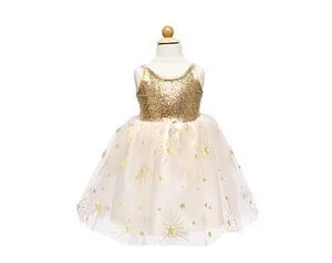 Disfraz Vestido Dorado de Fiesta Glamuroso T. 7-8 Años