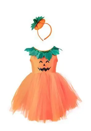 Vestido y Diadema de Princesa Calabaza T 2-3