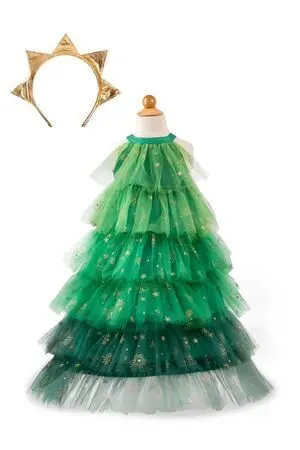 Vestido de Árbol de Navidad con Tocado T. 3-4