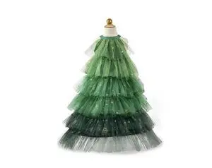 Vestido de Árbol de Navidad con Tocado Talla 5-6