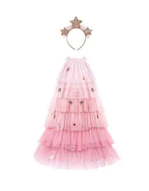Vestido y Tocado de Árbol de Navidad Color Rosa Pálido Talla 5-6
