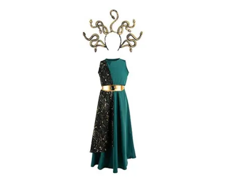 Disfraz de Medusa con Diadema de Serpientes Talla 7-8 Años