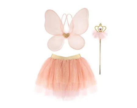 Tutu Rosa Princesa de las Hadas con Alas y Varita Talla 4-6 Años