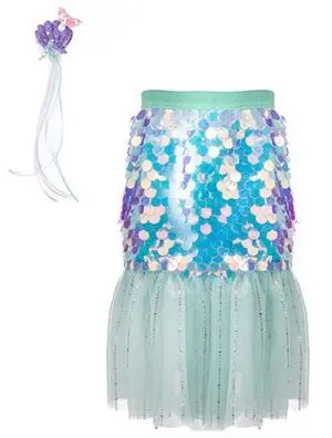 Falda Cola de Sirena con Clip Color Menta T. 4-6 Años