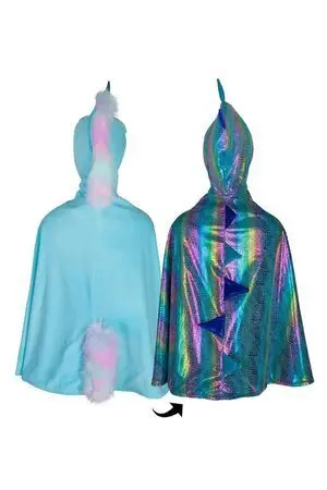 Capa de Unicornio y Dragón Reversible Azul T. 5-6 Años