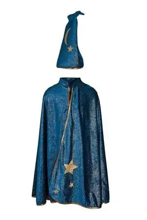 Capa Mago Noche Estrellada con Gorro Turquesa T. 5-6 Años