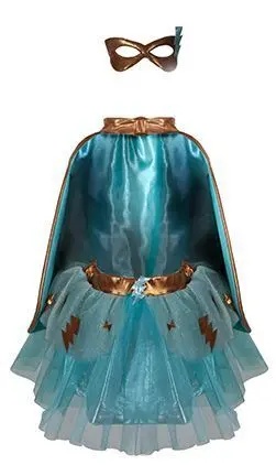 Disfraz Super-Duper Tutú/Capa/Máscara Turquesa y Cobre T. 4-6 Años