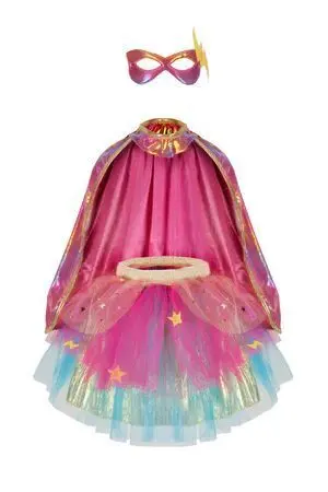 Disfraz Super-Duper Tutú/Capa/Máscara Rosa y Dorado T. 4-6 Años