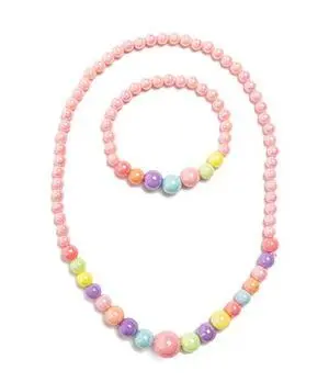 Conjunto de Collar y Pulsera en Tonos Pastel Nacarados