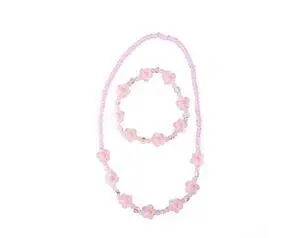 Collar y Pulsera Flor de Cristal Rosa