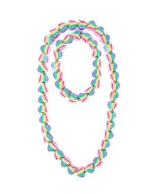 Collar y Brazalete de Corazones Multicolores