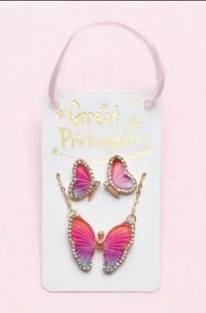 Conjunto de Collar y Aretes con Tachuelas de Mariposa