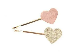 2 Horquillas Doradas en Forma de Corazón