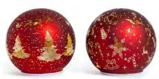 Bola de Navidad Roja de Cristal con Luces