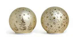 Bola de Navidad de Cristal Dorada con Luces