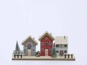 Pueblo Navideño Cubierto de Nieve, de Madera