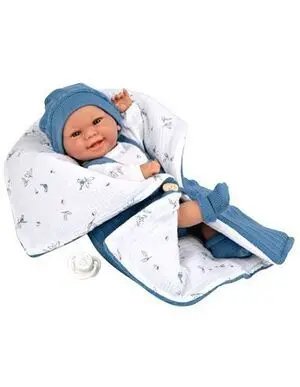 Muñeco 33 cm Azul con Saco de Dormir