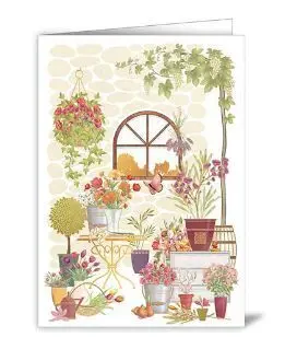 Postal Plantas en Maceta y Vid con Sarmientos