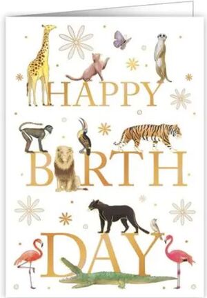 POSTAL HAPPY BIRTHDAY ANIMALES DE LA SELVA
