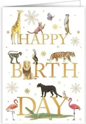 Postal Happy Birthday Animales de la Selva