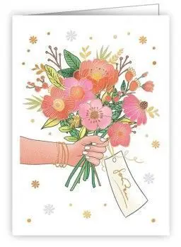 Postal Ramo Flores Silvestres con Tarjeta Happy Birthday